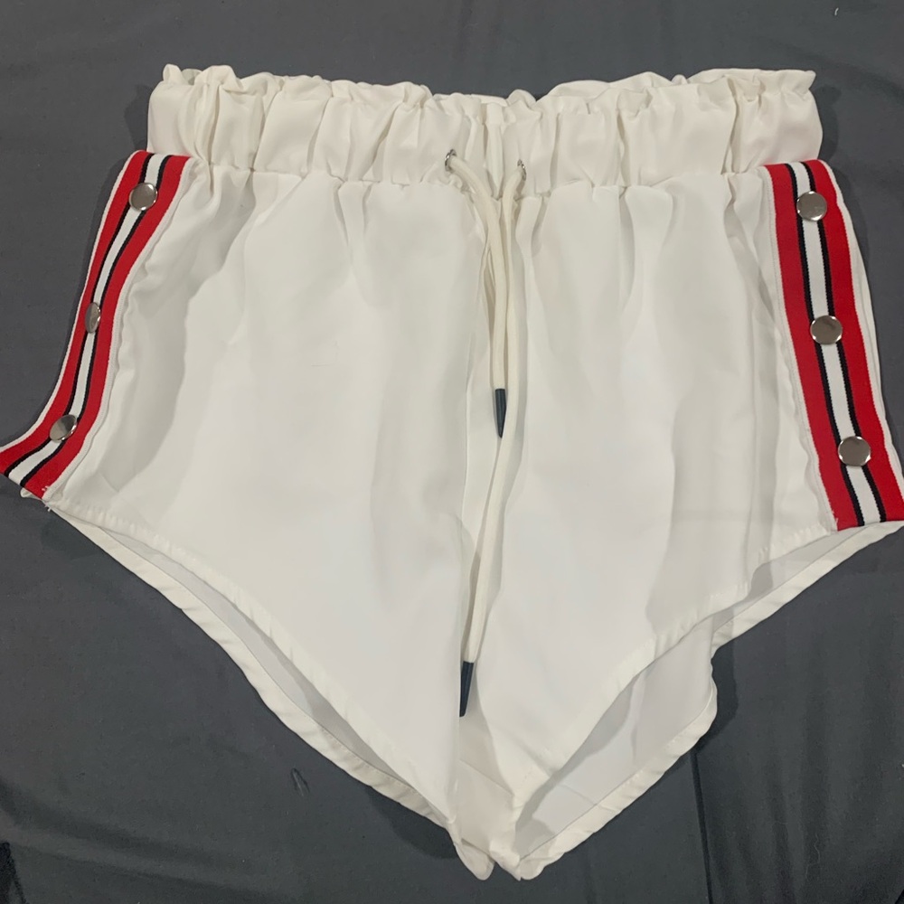 Red and white size 4 shorts